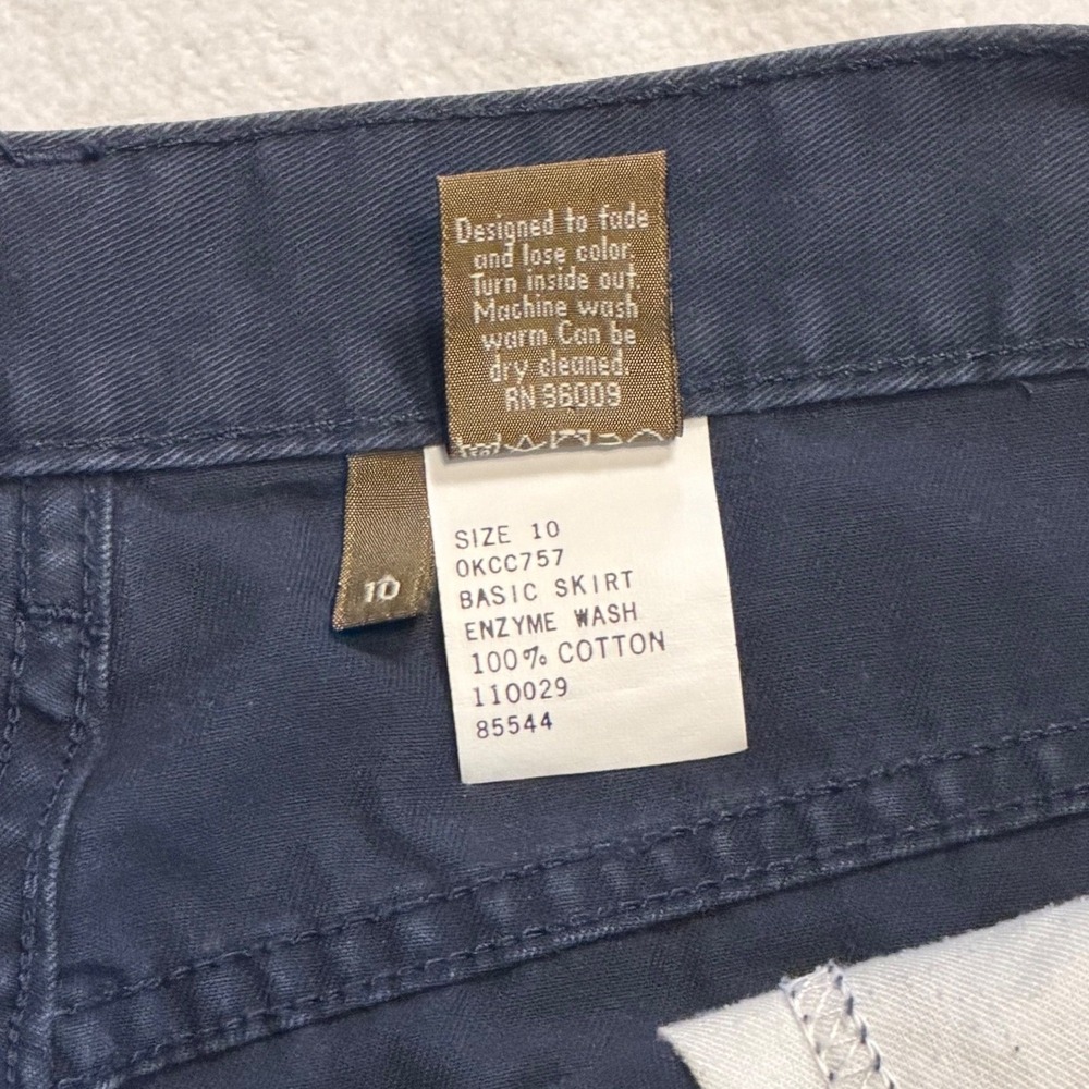 Calvin Klein Mini Skirt CK Khakis Vintage Enzyme Wash Navy Size 10 90s Y2K Denim - Picture 7 of 9
